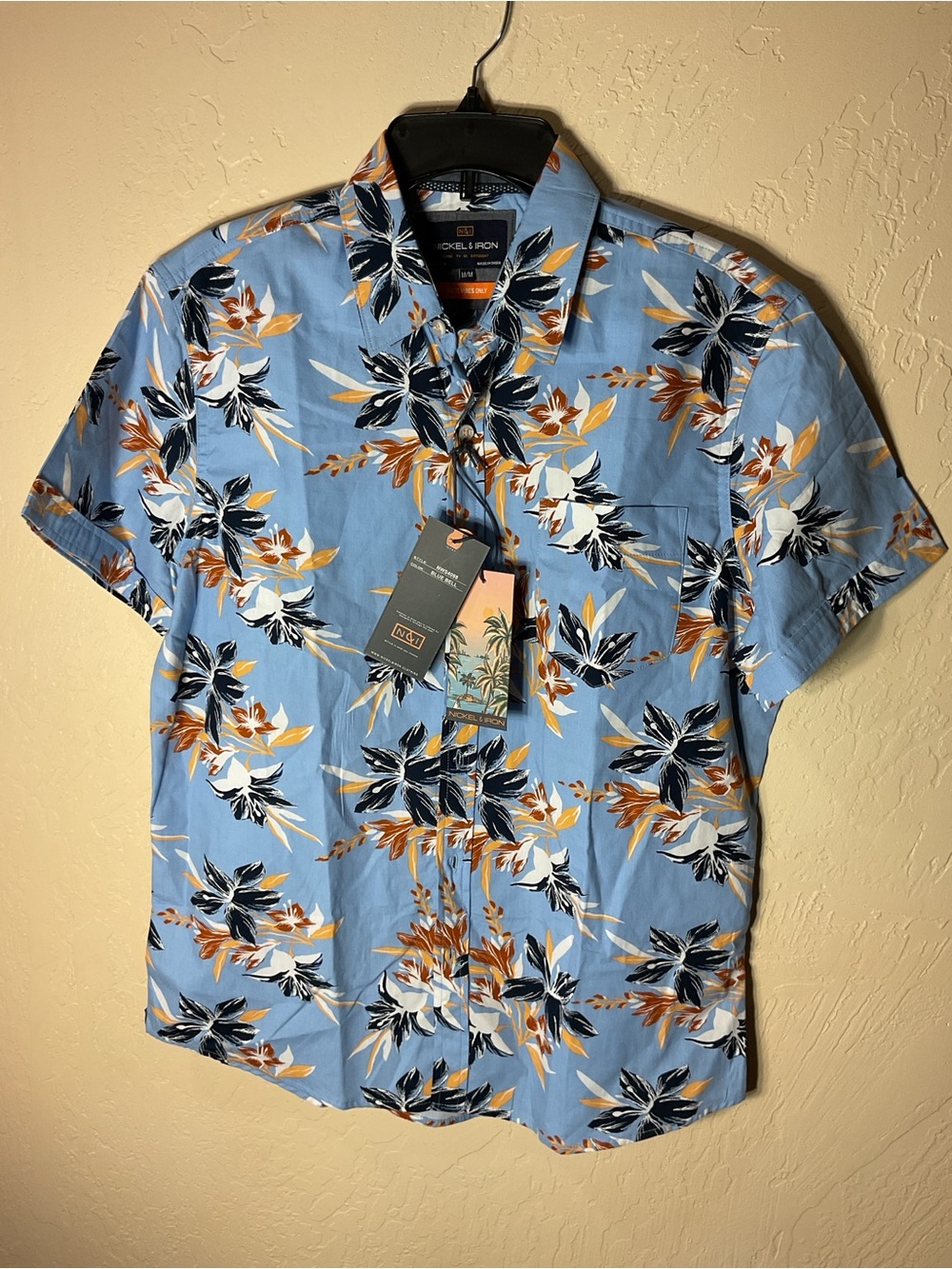 Nickel & Iron Light Blue Floral Button-Down Shirt medium